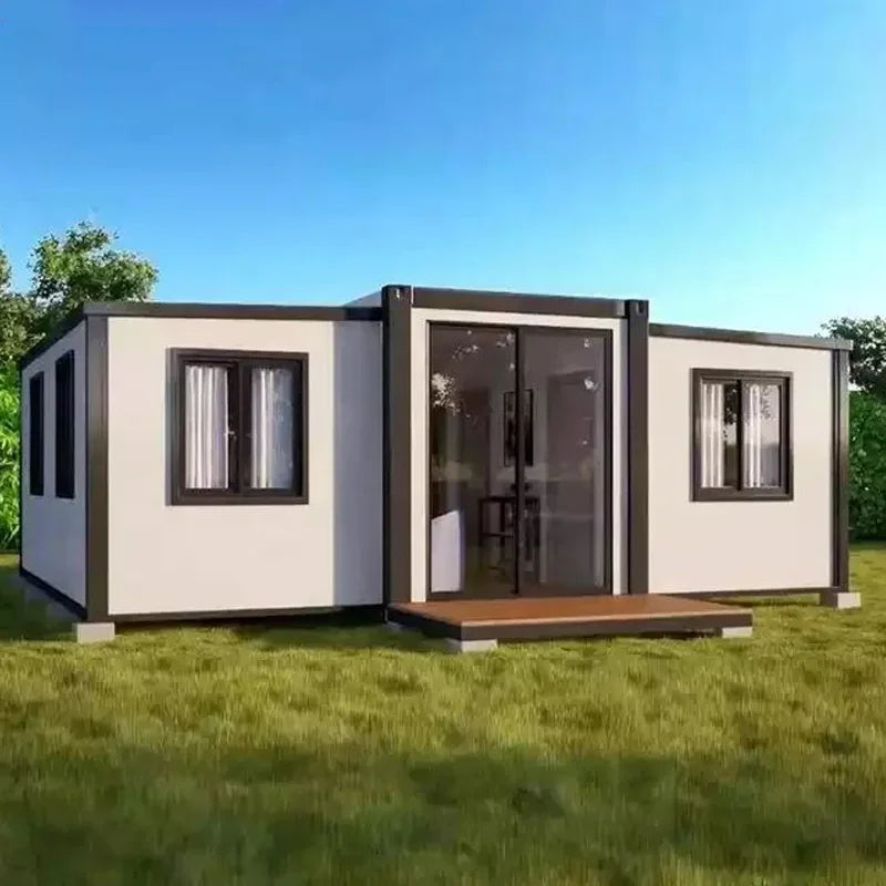 New Design Flat Woodgrain 40 Ft 20 Ft Modern Prefab Expandable Container House Living Mobile Prefabricated Villa Home 3 Bedroom