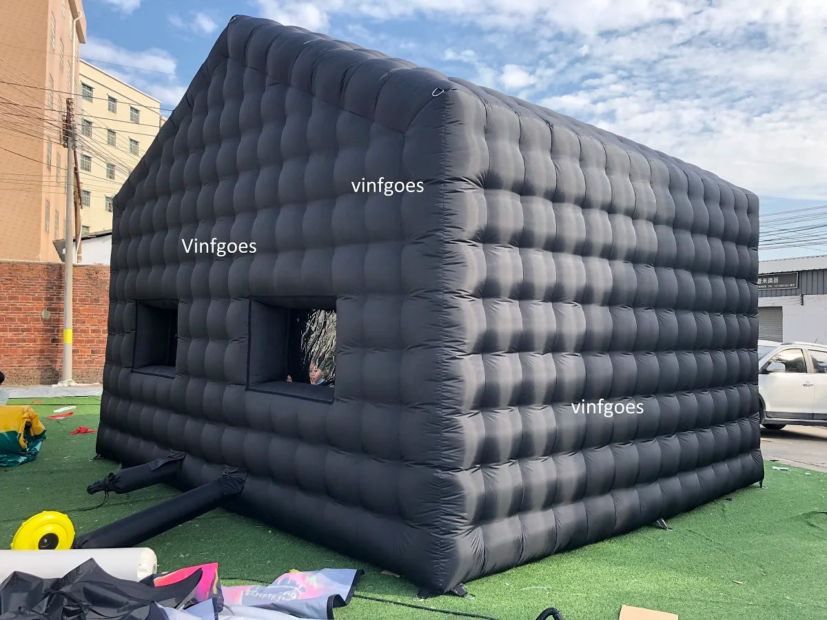 Large Black Inflatable Night Club Cube Wedding Tent Square Gazebo Event Room Big Mobile Portable Party Pavilion for Backyard