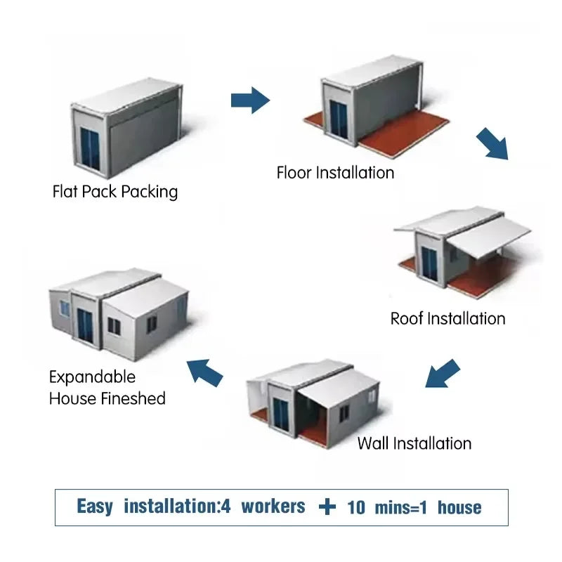 Mobile Home Folding House Expandable Modular Home 20ft 30ft 40ft Prefab House  Expandable Container House