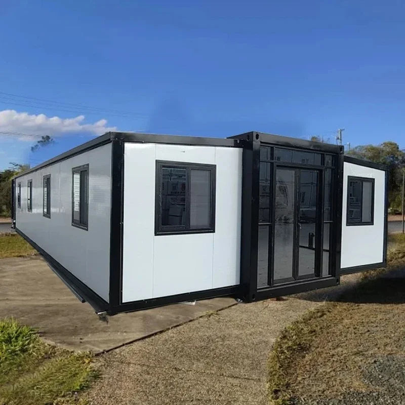 New Design Flat Woodgrain 40 Ft 20 Ft Modern Prefab Expandable Container House Living Mobile Prefabricated Villa Home 3 Bedroom