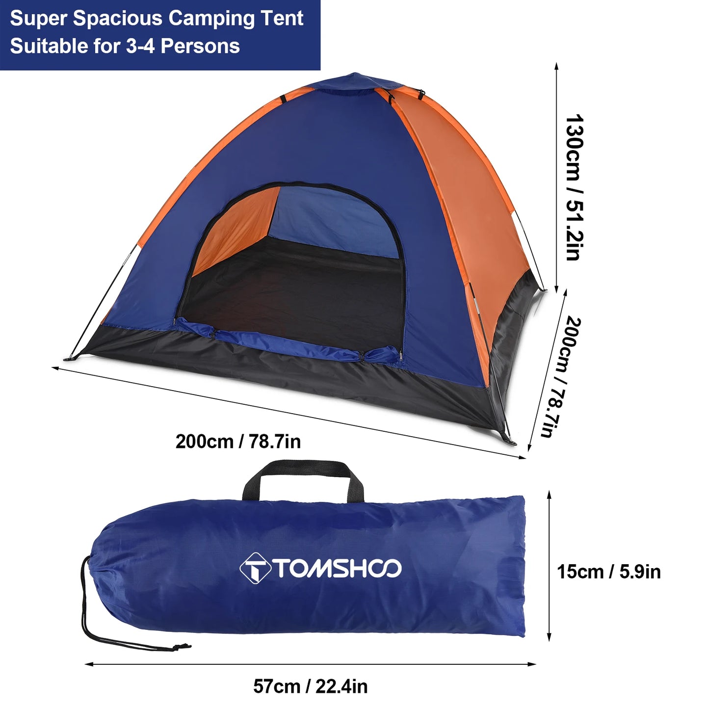 3-4 Persons Camping Tent Lightweight Outdoor Backpacking Tent with Rain Fly for Family Camping Hiking Beach Fishing Tent