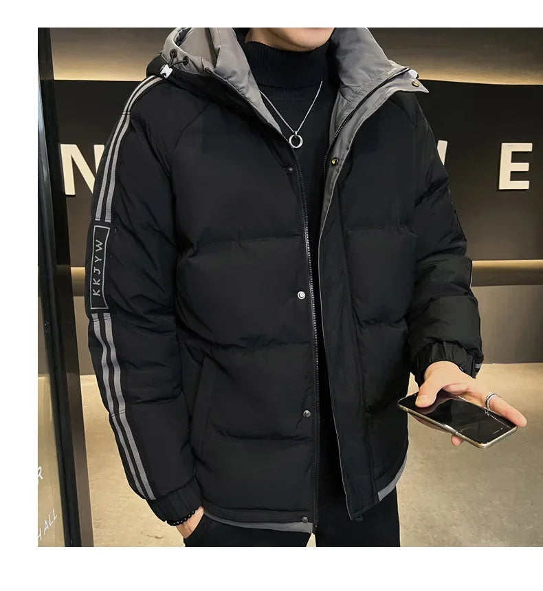 Fashion Men's Winter Hooded Jacket Puffer Parka Clothing 2024 New Fleece Lined Parka Outdoor Warm Snow Men's Long Padding Coat