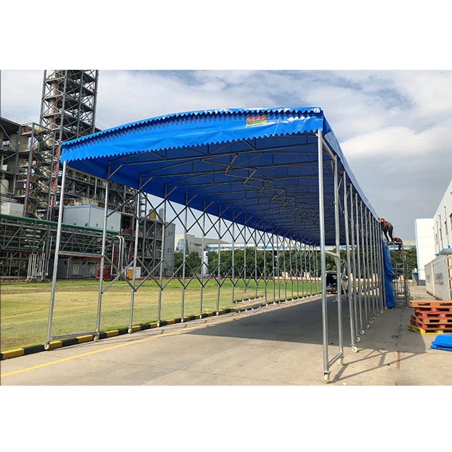 Movable Push-pull Event Sliding Sunshade Canopy, Outdoor Large Warehouse Storage Shelter Tent