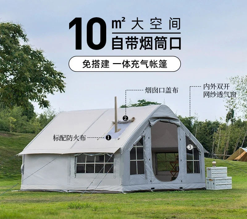 Outdoor inflatable tent large space integrated rainproof camping free automatic tents