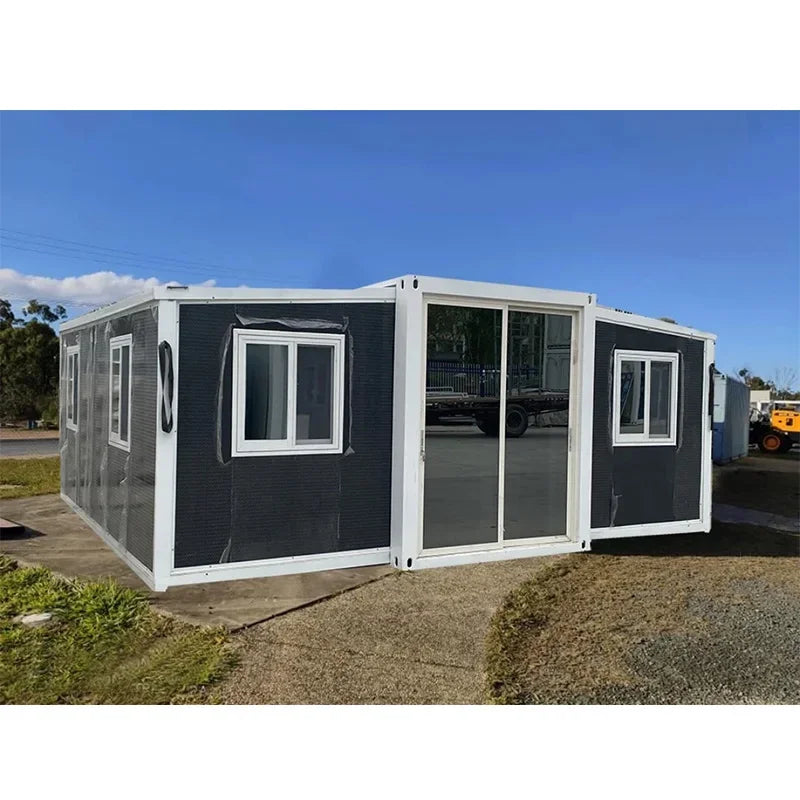 New Design Flat Woodgrain 40 Ft 20 Ft Modern Prefab Expandable Container House Living Mobile Prefabricated Villa Home 3 Bedroom